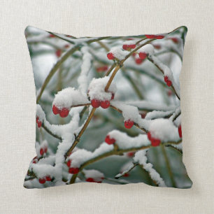 Coussin Bérises rouges en hiver