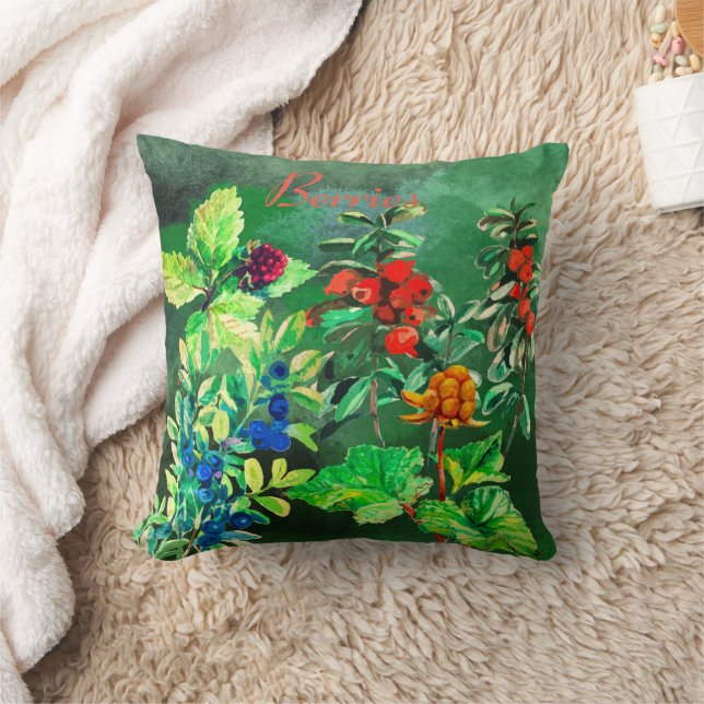 Coussin Berries, bleuets, myrtilles, fraises (Couverture)