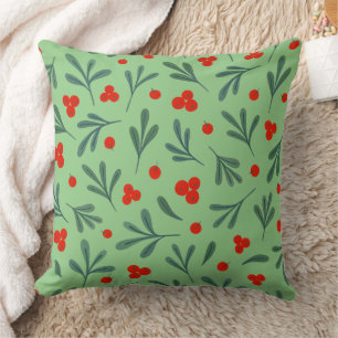 Coussin Berries Et Plante D'Hiver Feuilles Motif sans join