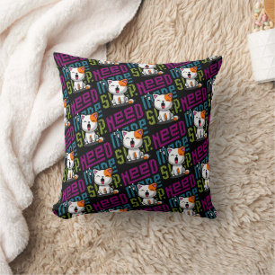 Coussin Besoin de plus de sommeil   Funny Cat expression d