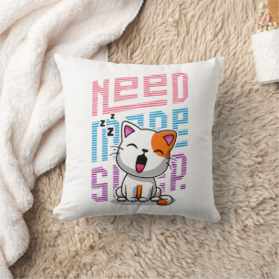 Coussin Besoin de plus de sommeil Funny Cat expression d