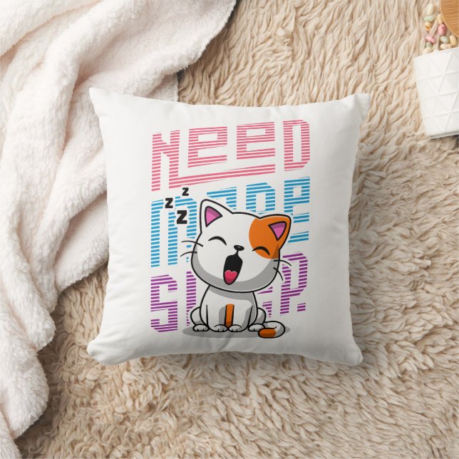 Coussin Besoin de plus de sommeil | Funny Cat expression d (Couverture)