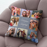 Coussin BEST AMIS Modern Script Instagram Photo Collage<br><div class="desc">Besoins personnalisés coussin photo avec vos propres noms personnalisés dans une grille de collage photo Insta conviviale. Un cadeau parfait pour un cadeau de remise de diplômes ou une douce surprise d'anniversaire pour votre meilleur ami pour toujours. C'est la version bleu poussiéreux.</div>