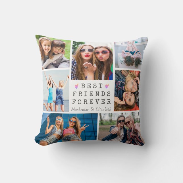 Coussin BEST AMIS Modernes POUR TOUJOURS Photo Collage Bla (Recto)