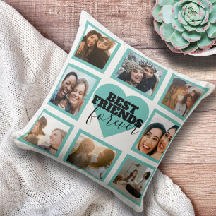 Coussin BEST AMIS Photo Collage Coeur Turquoise