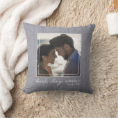 Coussin Best Day Ever Photo Script Nouveau Mariage Date (Couverture)