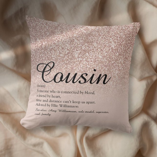 Coussin Best Ever Cousin Définition Rose Gold Glitter (Best Ever Cousin Definition Rose Gold Glitter Throw Pillow)