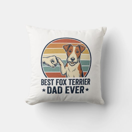 Coussin Best Fox Terrier Dad Ever Vintage Dog Lover Shirt_ (Recto)