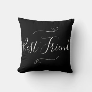 Coussin Best Friend Black and White Minimal Script moderne