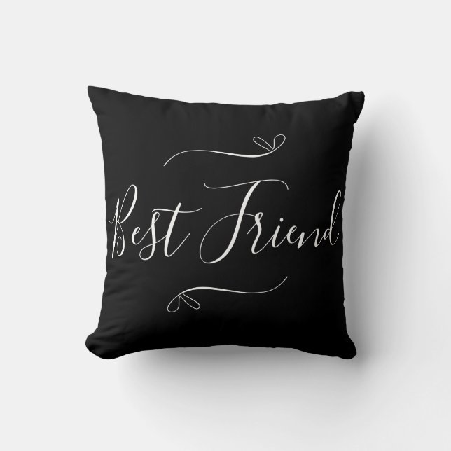 Coussin Best Friend Black and White Minimal Script moderne (Recto)
