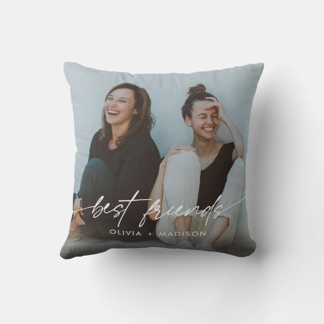 Coussin Best Friends Create Your Own Photo Modern Script (Verso)