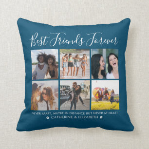 Coussin Best Friends Forever 6 Photo Citation Script Blue