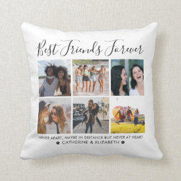 Coussin Best Friends Forever 6 Photo Collage Citation Scri