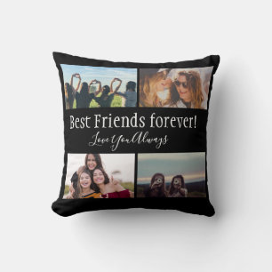 Coussin Best Friends Forever, BFF, Photo Collage noir