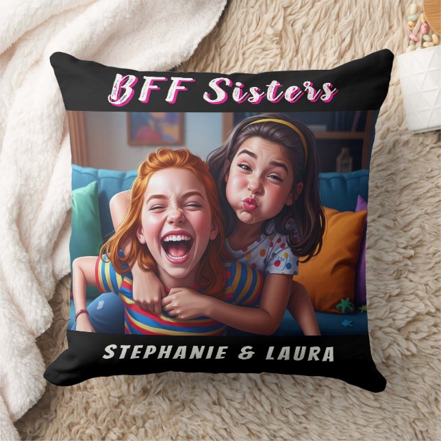 Coussin Best Friends Forever Sisters Funny  (Couverture)