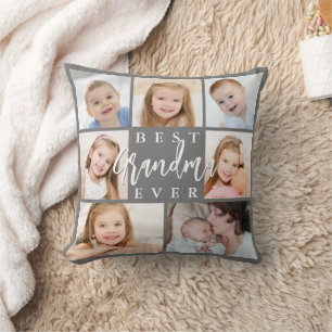 Coussin BEST GRANDMA EVER 7 Photo Collage personnalisé
