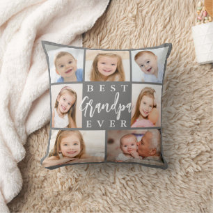 Coussin BEST GRANDPA EVER 7 Photo Collage personnalisé
