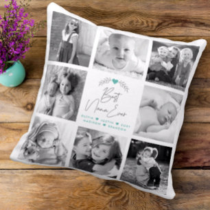 Coussin Best Nana Ever Modern Script 8 Photo Collage Chic
