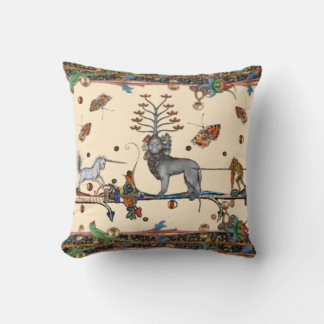 COUSSIN BESTIAIRE MÉDIÉVAL, BÊTE APOCALIYPTIQUE, UNICORN (Recto)