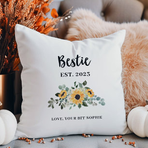 Coussin Bestie Jolie tournesol rustique et noms