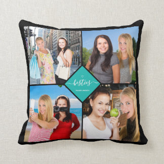 Coussin Besties Best Friends 4 Photo Collage S'amuser Nom 