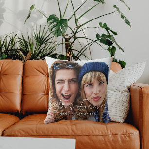 Coussin Besties Forever, BFF 2 Photo Personnalisée, Modern
