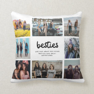 Coussin Besties Meilleur ami Citation Collage photo