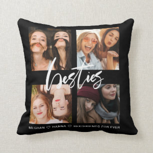 Coussin Besties modernes photo collage photo noir meilleur