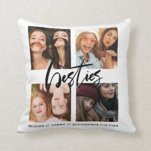 Coussin Besties noir photo collage meilleurs amis