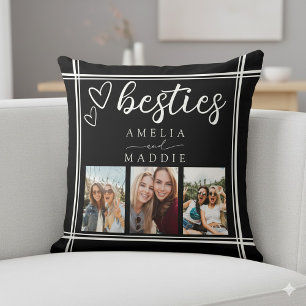 Coussin Besties Photo Collage noir et blanc