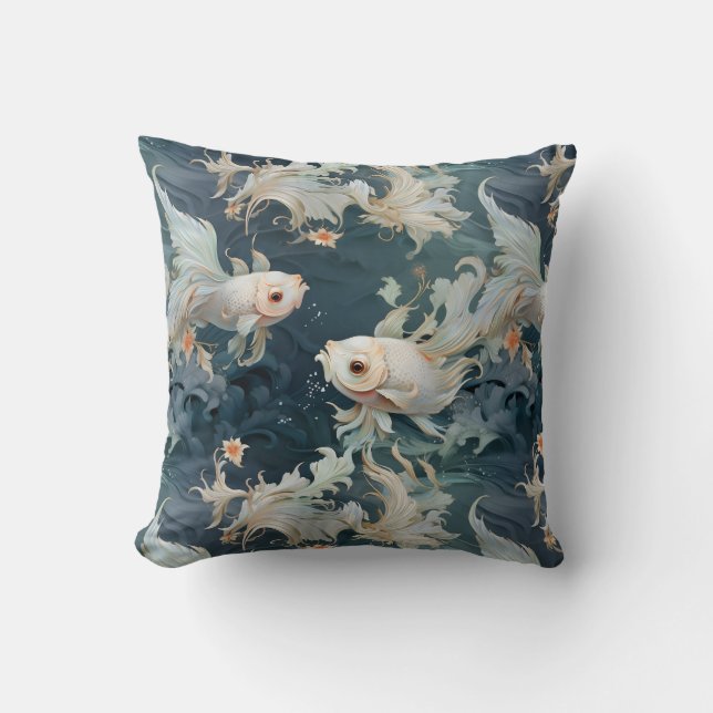 Coussin Bêta poisson bleu blanc (Recto)