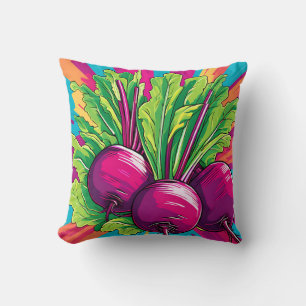 Coussin Betteraves Violettes Vibrantes Pop Art