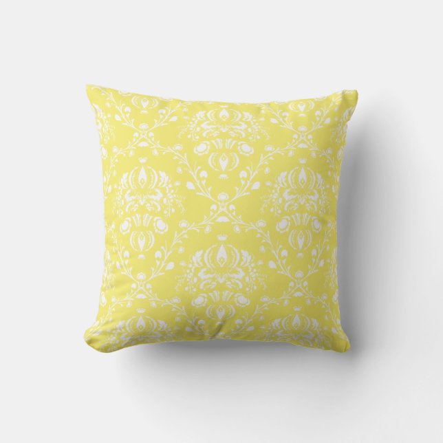 Coussin Beurre jaune et blanc Damas (Recto)