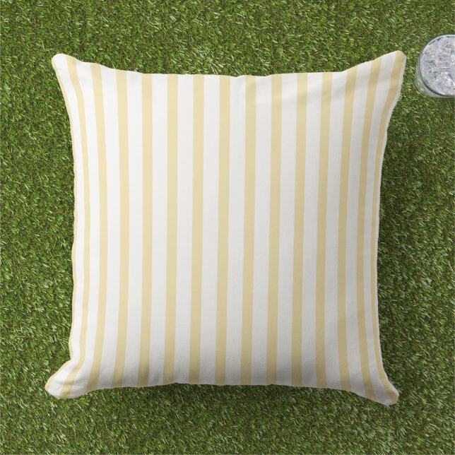 Coussin Beurre jaune et blanc rayé (Herbe)