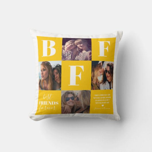 Coussin BFF Besties Photo Collage Jaune (Recto)