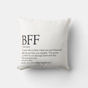 Coussin BFF Définition meilleur ami noir et blanc