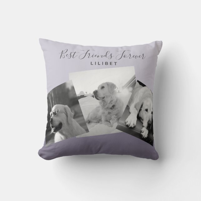 Coussin BFF photo COLLAGE cadeau personnalisé violet (Recto)
