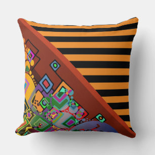 Coussin BG Stripes Motif wride noir + art abstrait