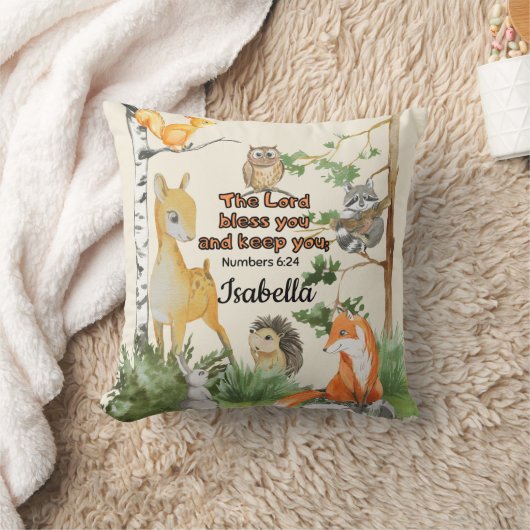 Coussin Bible de pépinière Verse mignon animaux de bois (Couverture)