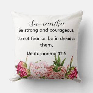 Coussin Bible personnalisé verset floral rose chrétien