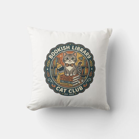 Coussin Bibliothèque livresque Chat POD Vector Art - Bibli (Recto)