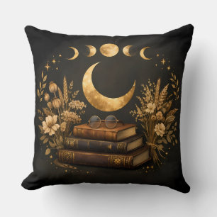 Coussin Bibliothèque Mystique Dorée & Art Botanique Boho d