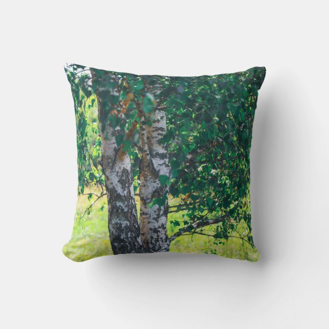 Coussin Bibouleau vert Nature Feuille (Recto)