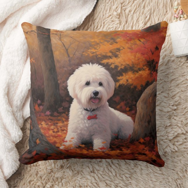 Coussin Bichon Frise à l'automne Feuilles automne Inspire (Couverture)