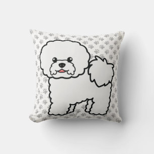 Coussin Bichon Frise Cute Cartoon Chien & Paws
