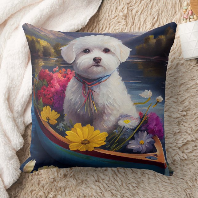 Coussin Bichon Frise sur une pagaie : une aventure Pittore (Couverture)