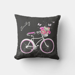 Coussin Bicyclette avec le carreau de coutume de panier de