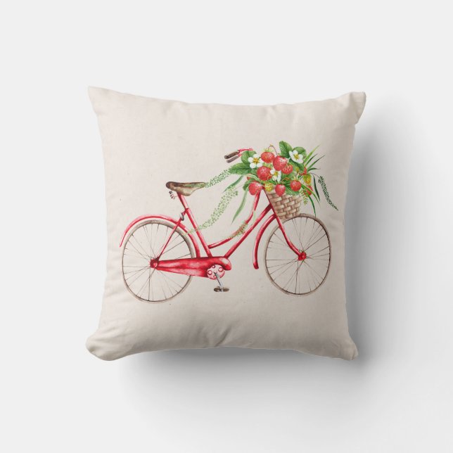 Coussin Bicyclette et carreau de fraises (Recto)