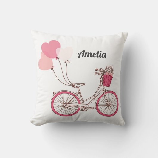 Coussin Bicyclettes roses et Ballons cardiaques Personnali (Recto)