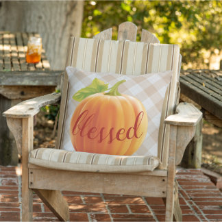 Coussin Bienheureux Citrouille De Récolte D'Automne Sur En